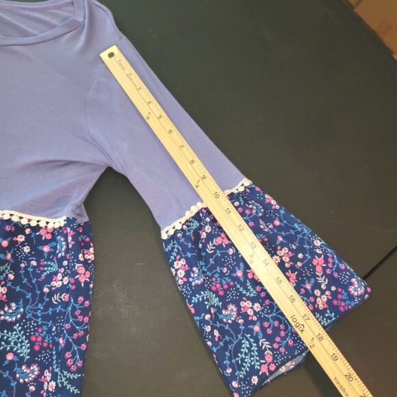 Love Story Flare Sleeve Floral Boho Top XL - Picture 8 of 9